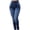 Blue, variant on Staron Women High Waisted Skinny Jeans Stretch Slim Pants Calf Length Casual Wide Waistband Five Button Fly, Dark Blue XL