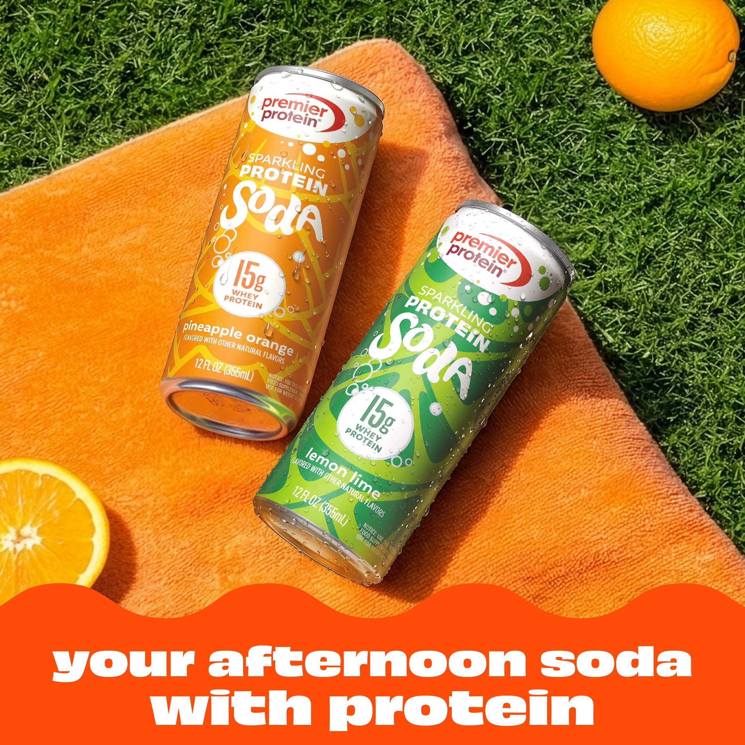Premier Protein, Sparkling Protein Soda, 15g Protein, Pineapple Orange, 12 Fl Oz, 12 Ct