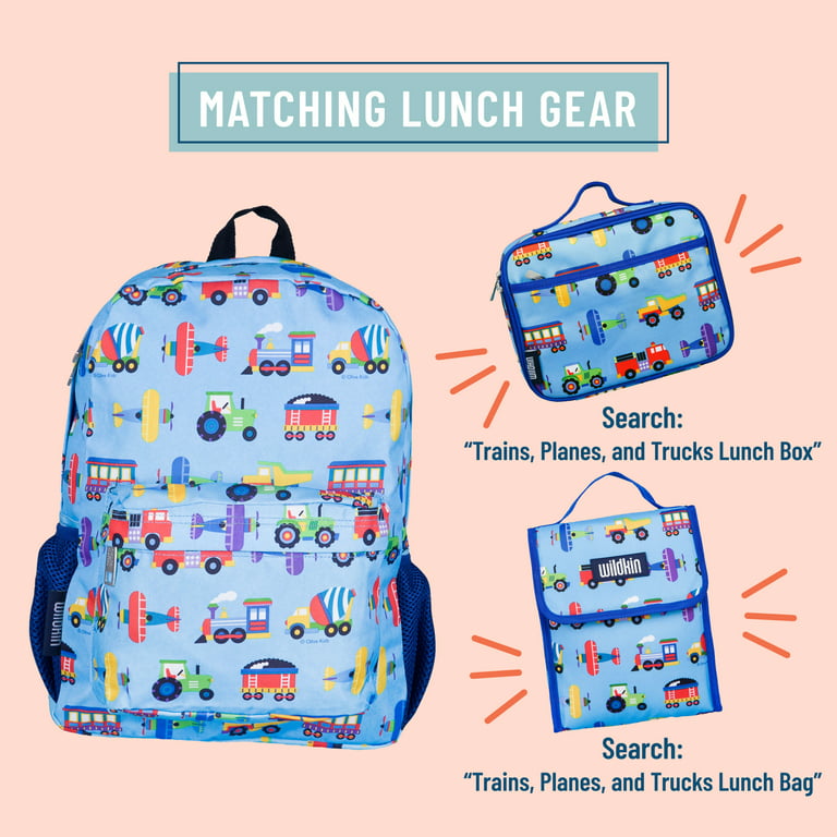 Wildkin Kids Lunch Bag - Trains, Planes and Trucks