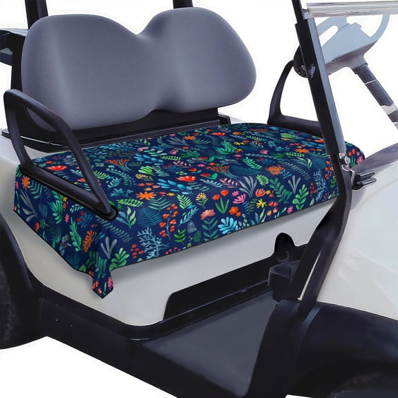 Lovely Flowers Pattern Golf Cart Bench Seat Cover 51" x 31" Fit Front Seat Protector Microfiber Fabric