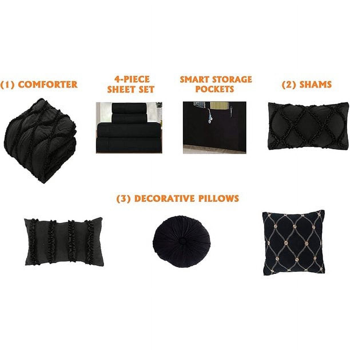 Elegant Comfort 10-Piece Infinity Ruffle Bed in a Bag, King