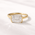 thumbnail image 3 of Jewelerix 14K Yellow Gold Vermeil Emerald Cut Moissanite Eternity Band Ring, Bezel Set, Stackable Wedding Anniversary Ring, 3 of 5