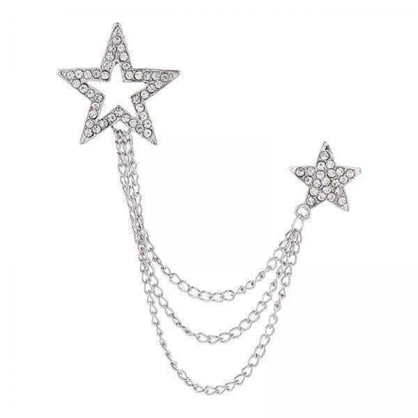 5x Broche De Estrella Broche De Boda Alfiler Cadenas Colgantes Joyería Broche De Traje Con Cadena