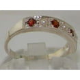 thumbnail image 3 of LBG 925 Sterling Silver Cultured Pearl and Garnet Womens Band Ring - Sizes 4 to 12 Available, 3 of 5