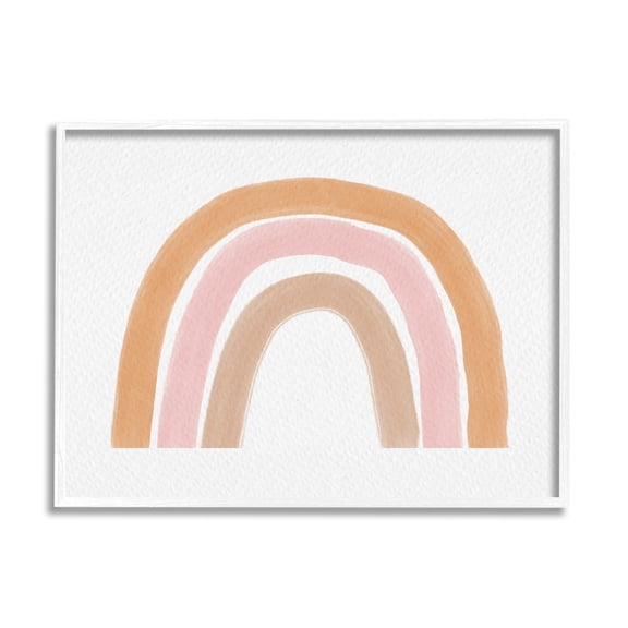 Stupell Industries Neutral Pinks Rainbow Symbol Casual Stripes Design Framed Wall Art, 20 x 16, Design by Amy Brinkman