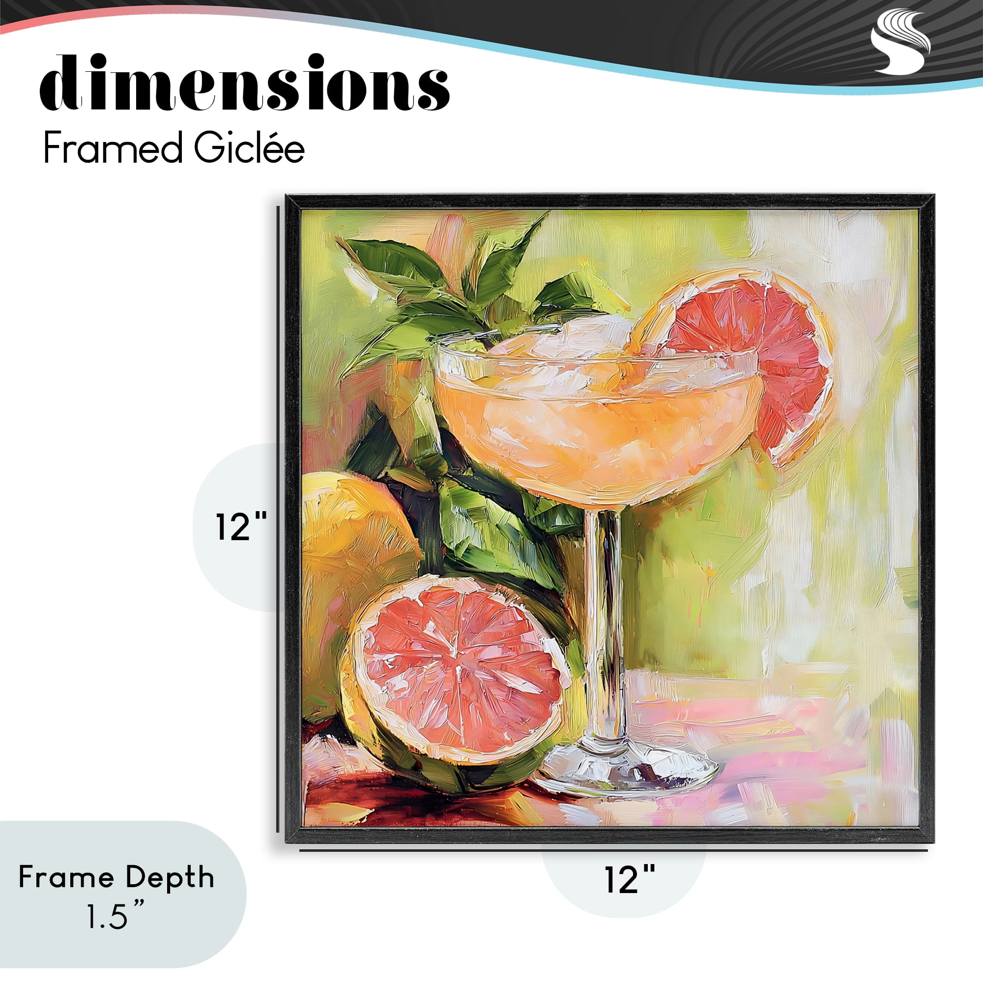 Stupell Industries Grapefruit Summer Cocktail Black Framed Giclee Art, design by Riley B