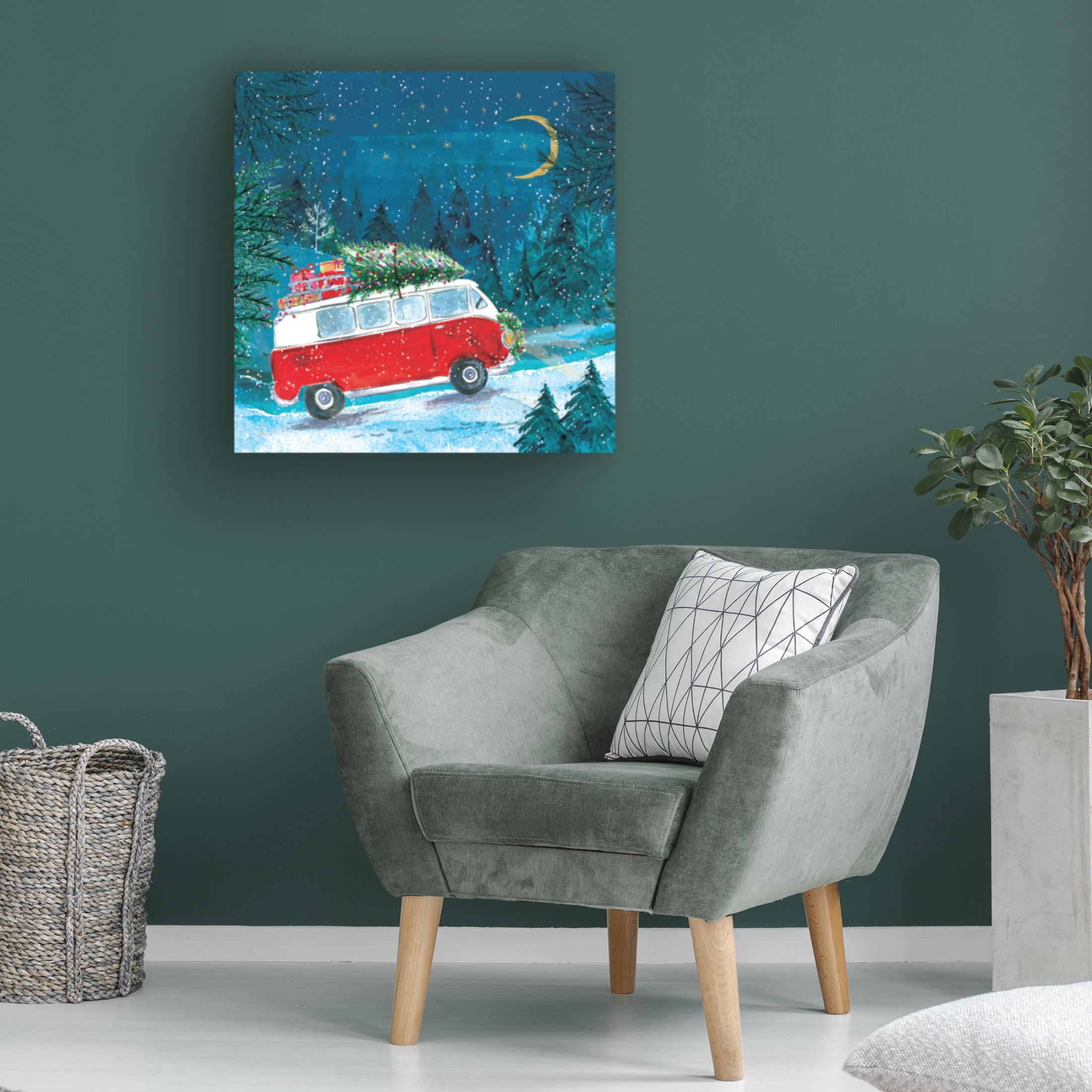 Canvas Wall Art - Paper Dove Co Ltd 'Forest Camper Van' Wall Art for Living Room, Bedroom, or Office Décor by Trademark Fine Art - 18 x 18 Inches