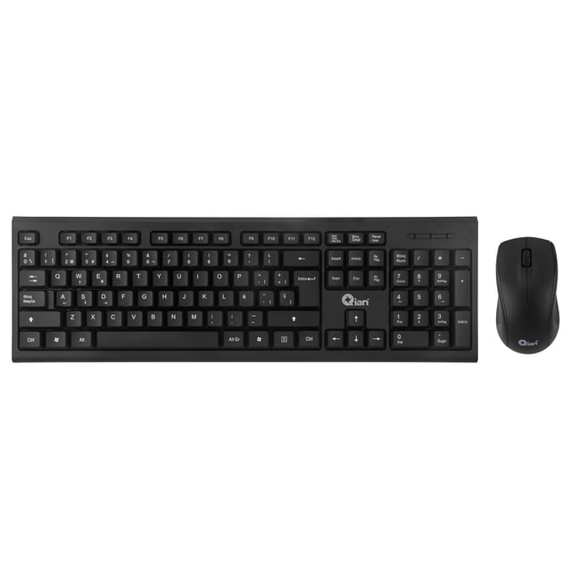 Kit teclado y mouse Qian QKX-WRESP-01-BK USB Alambrico español 1200 DPI 104 teclas