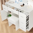 thumbnail image 5 of Yamissi Makeup Vanity Set w/ Stool, Vanity Desk with Mirror and Lights for Girls, Modern Dressing Table with 5 Drawers, White, 5 of 9