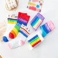 thumbnail image 3 of Toddlers Boys Girls Rainbow Stripe Socks Kids Colorful Cotton Crew Socks,6Pack,1-12 Years, 3 of 12