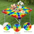thumbnail image 4 of Rainbow Tie Dye Mandala Pattern Square Fitted Tablecloth with Elastic Edge,Square Table Cover,Washable Elastic Table Cover for Home Kitchen Party Decor 34"x34", 4 of 6