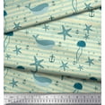 thumbnail image 2 of Soimoi Yellow Cotton Voile Fabric Whale & Starfish Ocean Printed Fabric 1 Yard 58 Inch Wide, 2 of 3