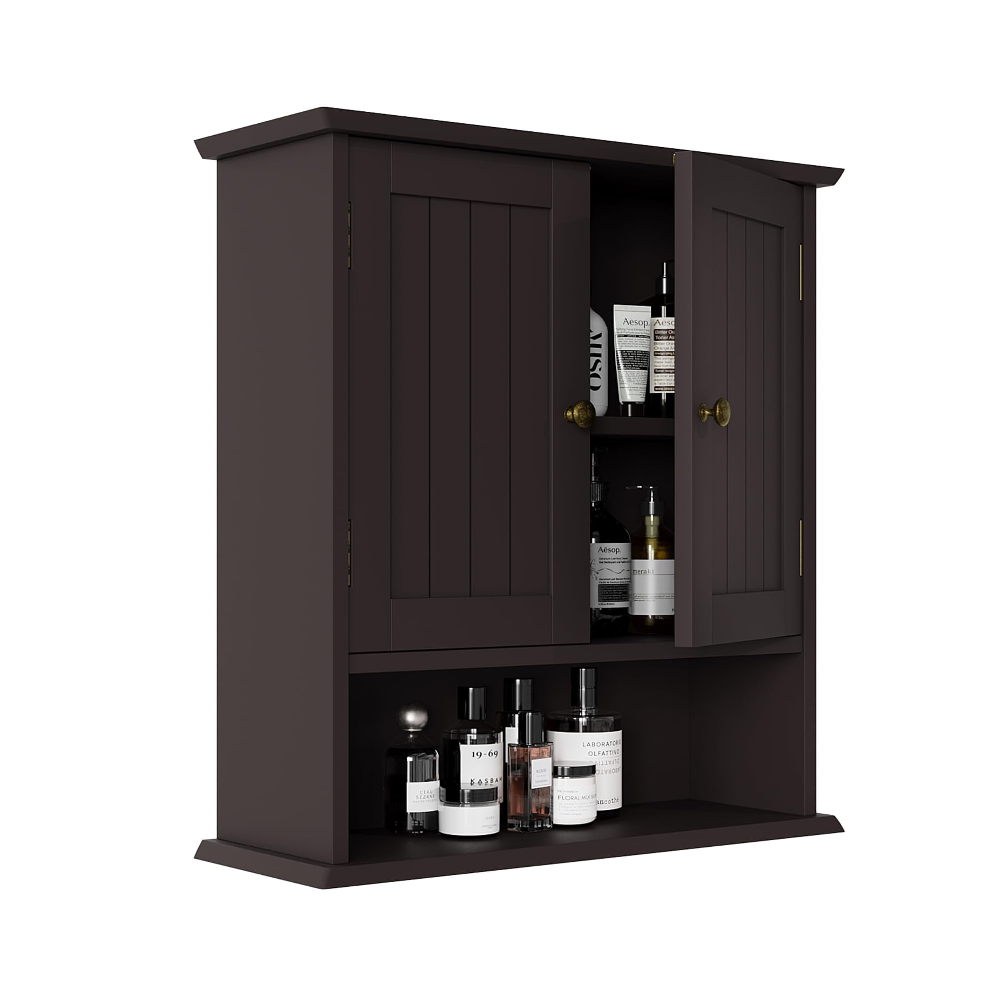 Algherohein Bathroom Medicine Cabinet with Shelf,Over the Toilet Storage Wall Cabinet,Brown Small