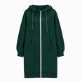 thumbnail image 6 of Oversize Winter Coats for Women, Women's Fashion Large Size Solid Color Zipper Hooded Plus Velvet Thickened Long Sleeve Jacket Green Xxl, 6 of 6