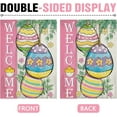 thumbnail image 3 of Welcome Easter Eggs Decorative Garden Flag, Pink Yellow Floral Flowers Leaves Yard Outside Home Decorations, Chick Farmhouse Burlap Outdoor Small Decor Double Sided 12 x 18, 3 of 6