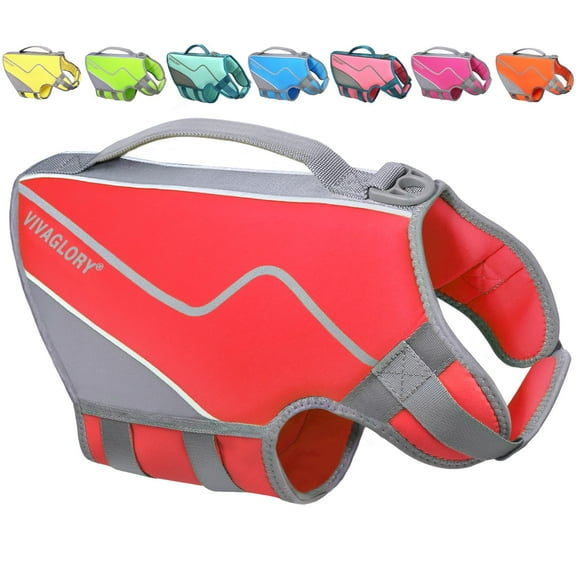 Chaleco salvavidas para perros VIVAGLORY, chaleco acuático de estilo deportivo, rojo, tamaño pequeño
