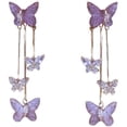 thumbnail image 4 of KDSJSXW Pearl Stud Earrings for Women 2024 New Sweet Purple Crystal Butterfly Earrings Women's Advanced Sense Temperament Long Face Showing Small Tassel Earrings Earrings (Purple,One Size), 4 of 6