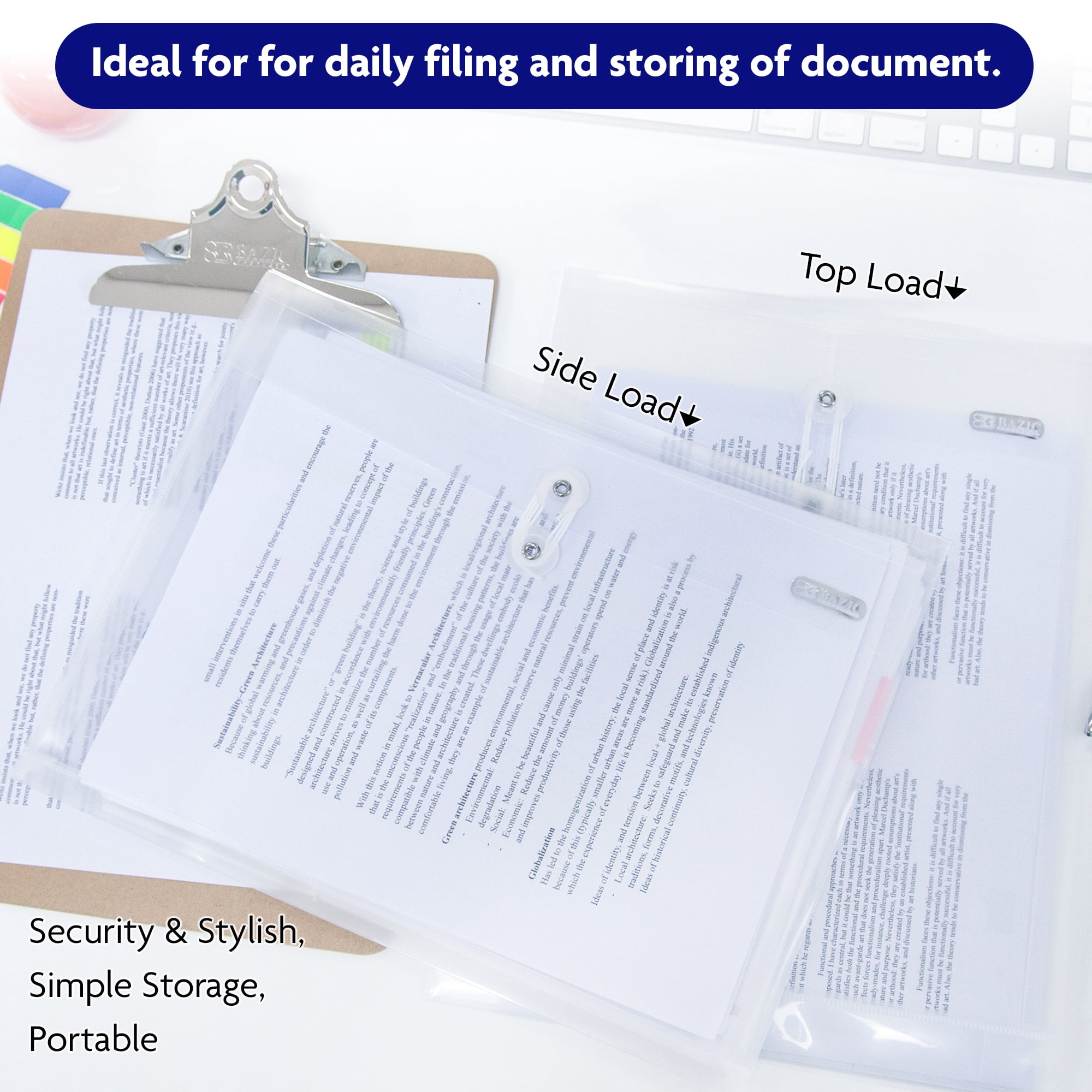 BAZIC Plastic Envelope Poly Envelopes, Clear Folder String Closure 48 Count