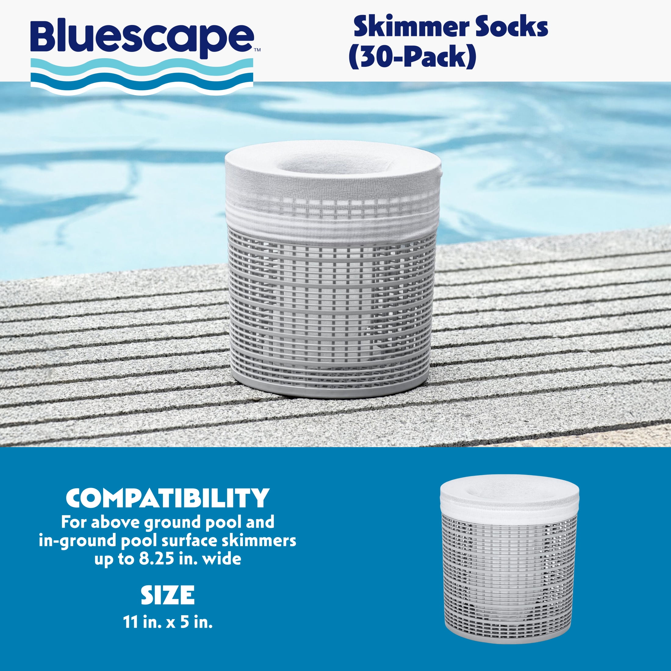 Bluescape Skimmer Socks for Above Ground Pools & In-Ground Pools, 30-Pack