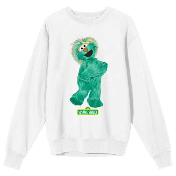 Sesame Street Rosita Standing Pose Crew Neck Long Sleeve White Adult Sweatshirt