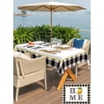 thumbnail image 5 of Outdoor Tablecloth with Umbrella Hole for Patio/Picnic/Party/Camping, Lemon Waterproof Table Cloth Rectangle Table Cover Washable, Summer Botanical Black White Plaid Pastoral (60"x 84"), 5 of 8