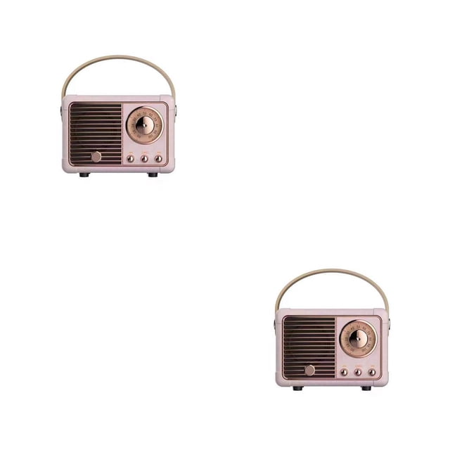 Sidaley Altavoz compatible con Bluetooth 5,0, asa de elevación portátil antigua electrochapada, tarjeta de memoria de 400mAh, reproductor de Rosado 2piezas