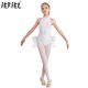 thumbnail image 2 of Traje de actuación de baile latino de Ballet para niñas, leotardo de malla transparente con diamantes de imitación, mono con falda de tul para patinaje artístico con plumas, 2 of 5