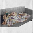 thumbnail image 6 of Animals Soft Flannel Fleece Blanket, Pattern of Ornate Cats Play Along Balls Flying Colorful Butterflies, Cozy Plush for Indoor and Outdoor Use, 70" x 90", Persian Orange Multicolor, by Ambesonne, 6 of 6
