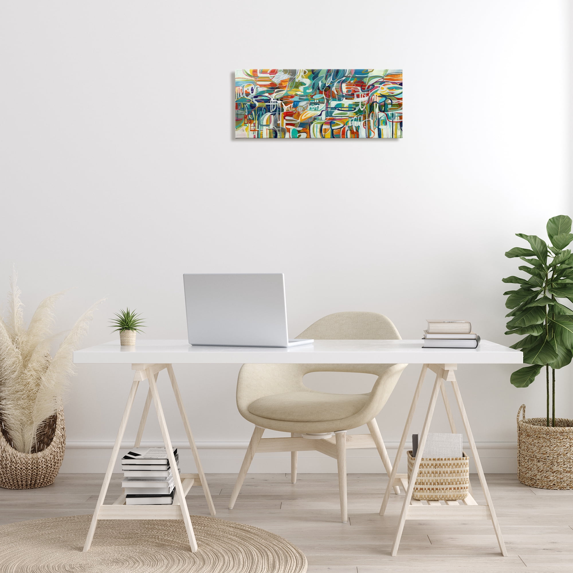 Stupell Industries Chaotic Doodle Shapes Abstract Painting Gallery Wrapped Canvas Art Print Wall Art, 24 x 10