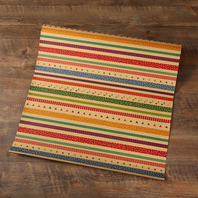 yeacher Colorful DIY Birthday Gift Wrap Set - Thick Kraft Paper with Retro Stripes for All Occasions