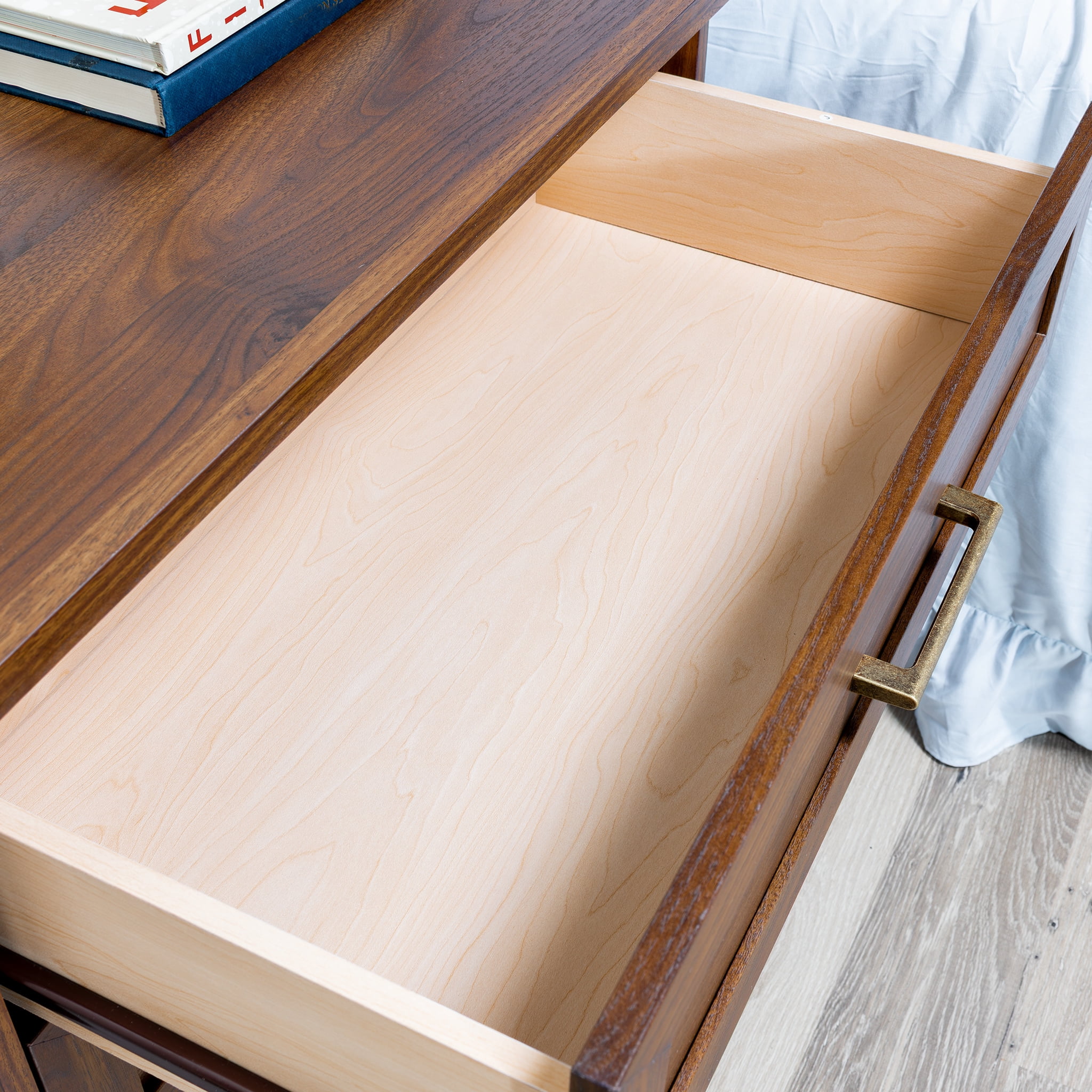 Mainstays Traditional Refined 3-Drawer Nightstand, Canyon Walnut Finish