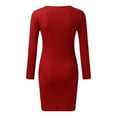 thumbnail image 5 of MSJUHEG Womens Dresses Red Dress Womens Long Sleeve Square Neck Split Slim Fit High Waist Stretch Midi Bodycon Dress Mini Dress Red S, 5 of 8