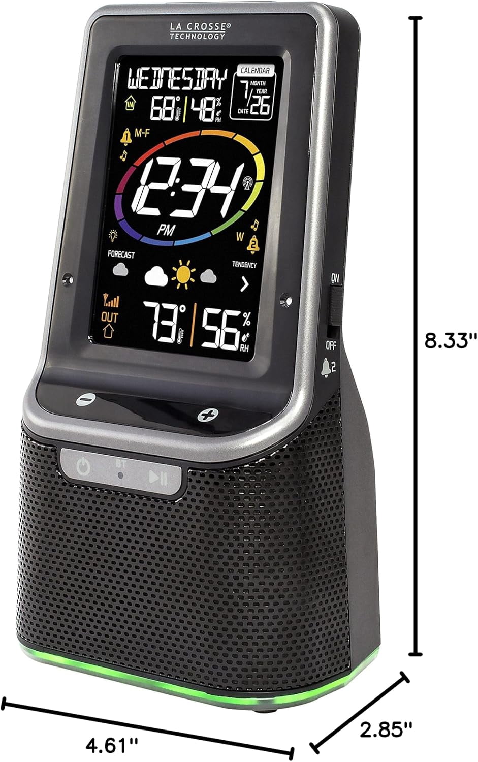 S87078 Wireless Weather Station with Bluetooth Speaker and Atomic Time and Date