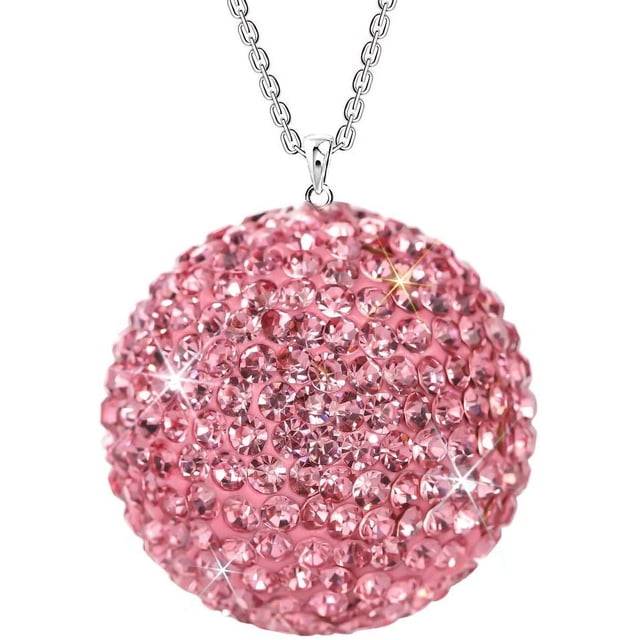 Adorno para espejo retrovisor del coche, colgante de bola de la suerte, colgante de cristal de Navidad, accesorios ostentosos para coche para mujer, abalorio de diamantes de imitación, decoración