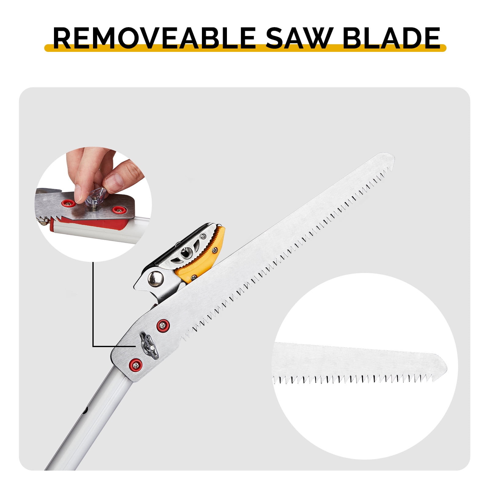 Long Reach Pruner for Garden, Cut & Hold Telescopic Pole Pruner, Fruit Picker Tree Branch Cutter with Lightweight Aluminum Extendable Handle, 5.9-9.8 FT