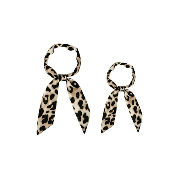 INSPIRE CHIC Women's 2Pcs Skinny Scarf Leopard Printed Long Neckerchief Hairband Neck Scarf Light Brown&Light Brown