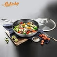 thumbnail image 2 of NutriChef 8" Stainless Steel Frying Pan - Triply Kitchenware Stir Fry Pan Kitchen Cookware W/Dakin Etching Non-Stick Coating, Scratch-Resistant Raised-Up Honeycomb Fire Textured Pattern, 2 of 8