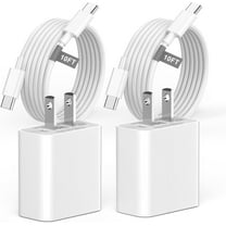 USB-C To USB-C 10 FT Charge Cable With Block (White) 2 Count