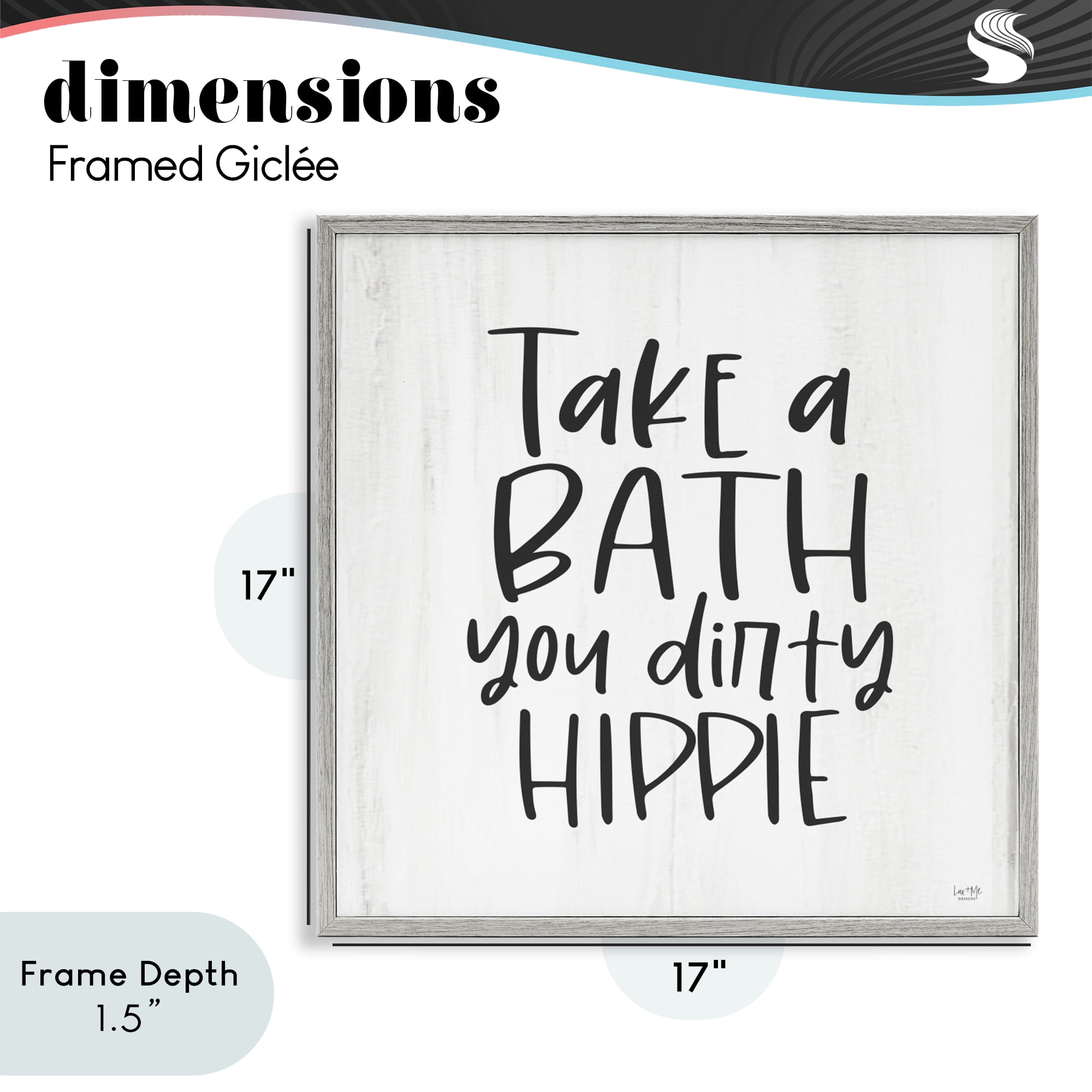 Stupell Industries Take A Bath Dirty Hippie Gray Framed Giclee Art, design by Lux + Me Designs