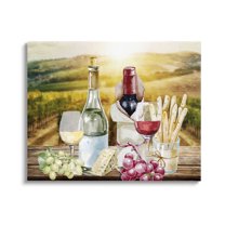 Stupell Industries Wine in Vineyard Landscape Food & Beverage Painting Gallery Wrapped Canvas Print Wall Art, 40 x 30