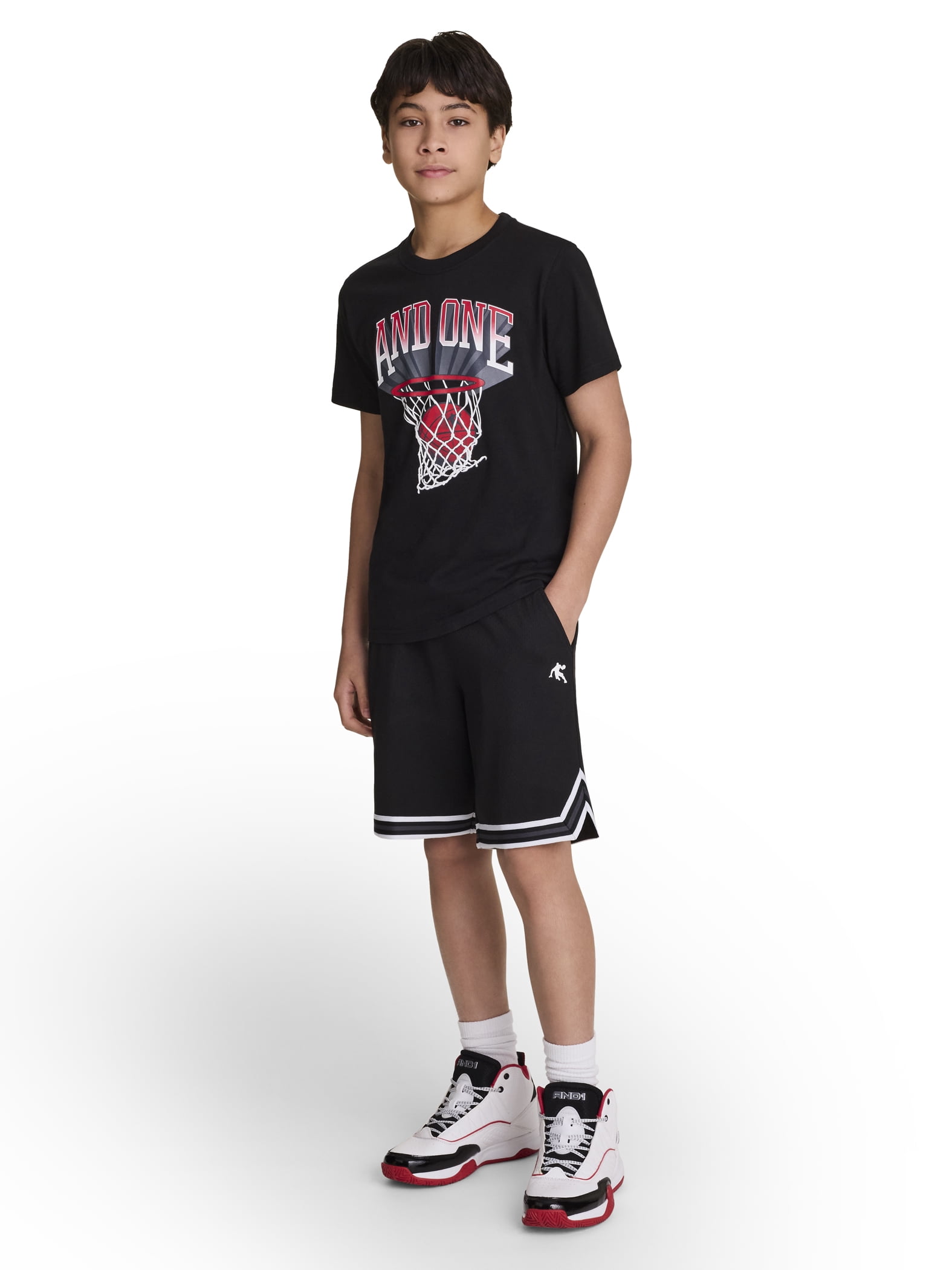 AND1 Boy's Athletic Performance Challenger Short 8" Inseam, Sizes 4-18