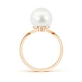 thumbnail image 2 of Angara Freshwater Cultured Pearl Chevron Ring with Diamond in 14K Rose Gold for Women | June Birthstone Jewelry for Her, 2 of 7
