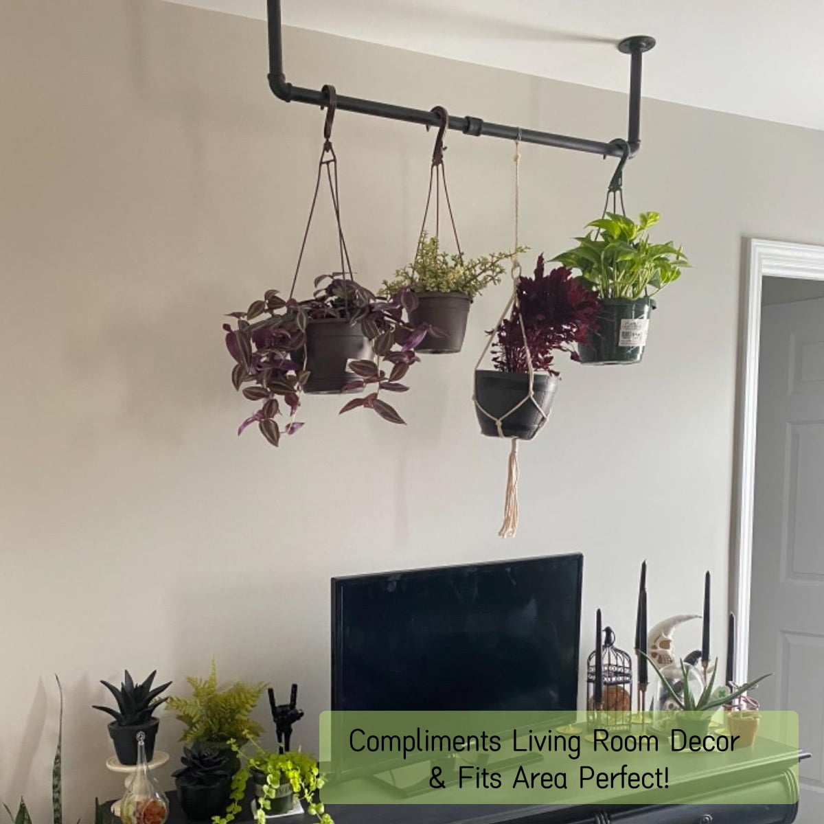 Sigrena 38" Hanging Planter Bar for Indoor Plant Window Hanging Plant Shelf Plant Hanging Rod (Pot & Plant Not Included)
