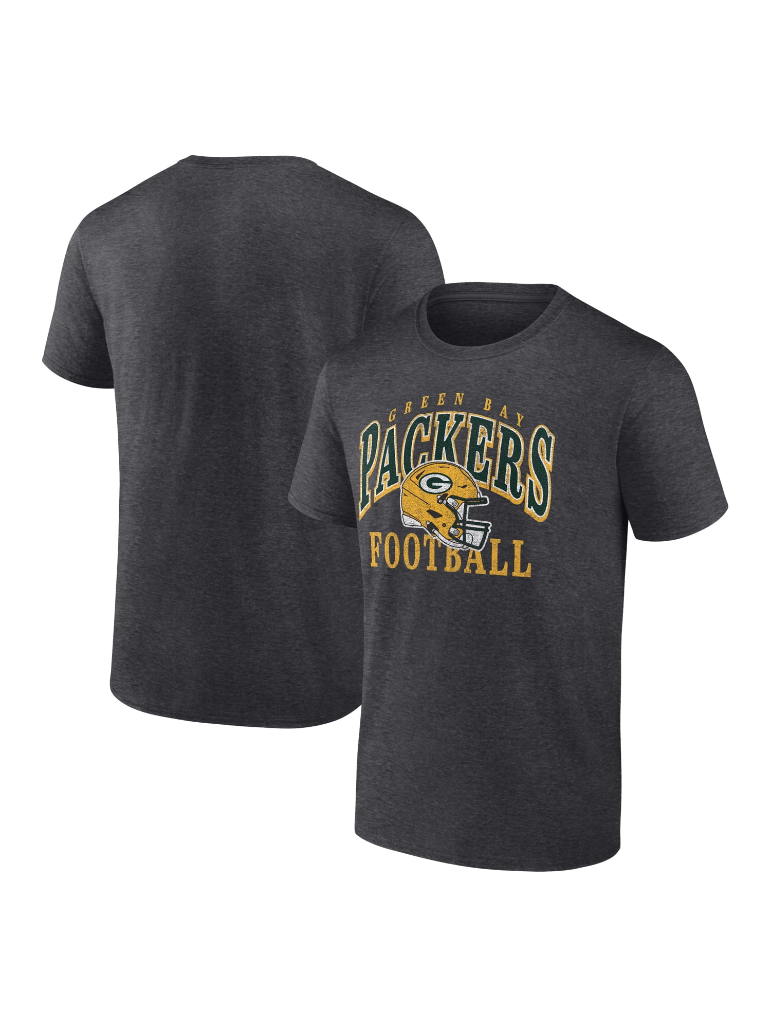 NFL Green Bay Packers Men's Cotton Charcoal Heather Short Sleeve T-Shirt