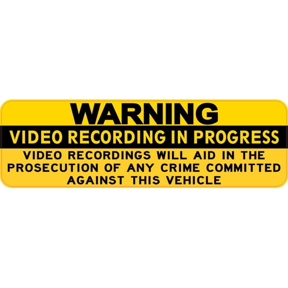 10in x 3in Vehicle Video Recording in Progress Sticker
