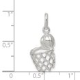 thumbnail image 2 of Auriga Fine Jewelry 925 Sterling Silver Basketball In Hoop Charm Pendant for Women (L-22mm, W-10mm), 2 of 6