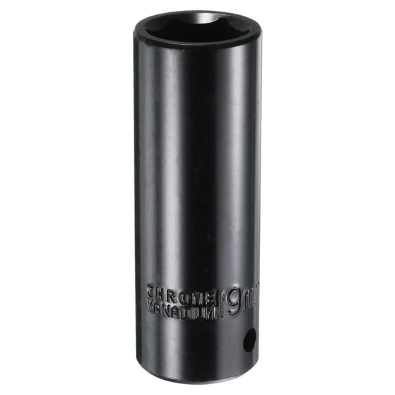 Uxcell 1/2" Drive 6 Point Socket 19mm Deep Impact Pneumatic Sockets, Black Glossy