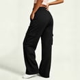 thumbnail image 7 of Qingpeng Womens High Waist Elastic Back Waist Wide Leg Cargo Pants Multi Flap Pockets Button Fly Soft Knit Casual Streetwear Trousers, 7 of 7