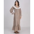 thumbnail image 3 of Moomaya Women's Cotton Nightdress | Long Maxi Lounge Nightwear | Button-Down Sleepwear With Frill & Lace, 3 of 8