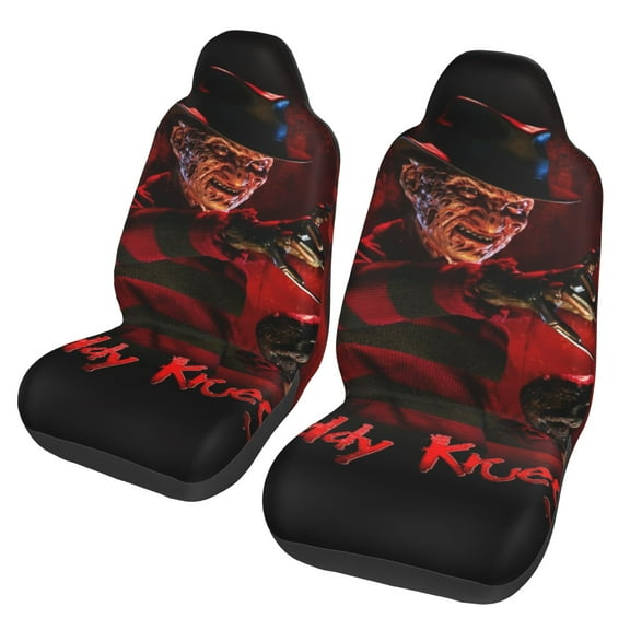 Freddy Krueger Car Seat Covers Set 2Pcs, Front Seat Covers for Car Truck Sedan SUV Auto, Universal Fit Vehicle Enterior Bucket Seat Protector Car Accessories